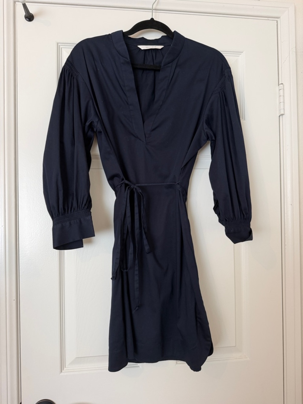 Rebecca Taylor Navy Long Sleeve Tie-Waist Dress